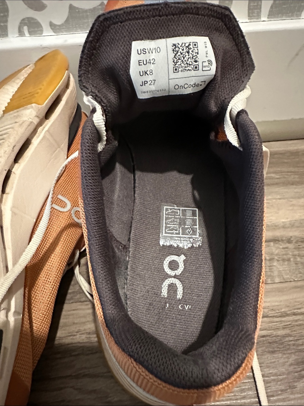 On Running Women's Athletic Shoes in Rust/Brick Orange and White - Picture 6 of 6